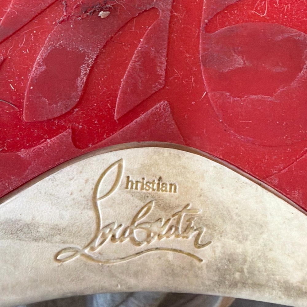 Christian Louboutin Black and Cream Patterned Sneakers - Picture 5 of 5